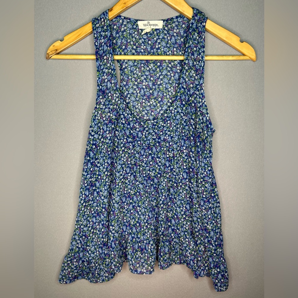 Black Poppy Floral Sheer Racerback Top